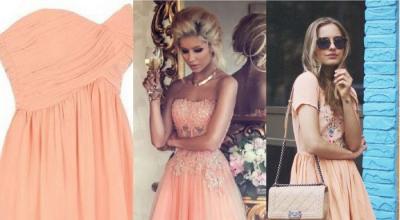 Красивое персиковое платье